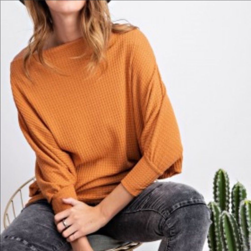 Waffle Knit Dolman Top